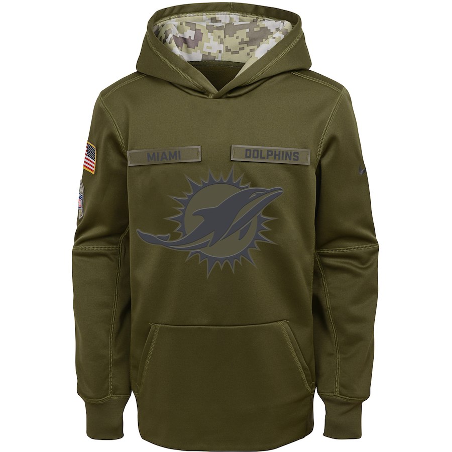 Miami Dolphins Nike Youth Salute to Service Pullover Performance Hoodie Green->youth nfl jersey->Youth Jersey